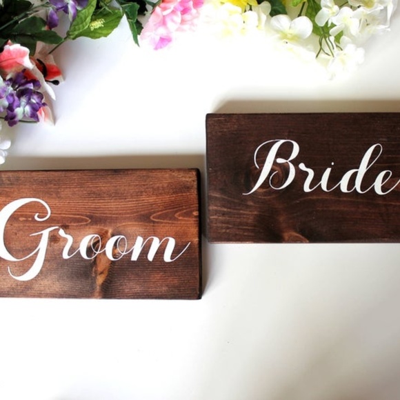 Handmade Other - New Handmade Wood Wedding Groom Bride Signs Bridal